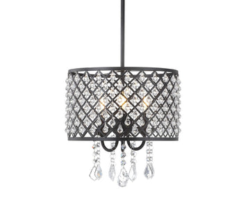 Gigi Metal/Crystal Adjustable LED Drop Chandelier - JONATHAN Y